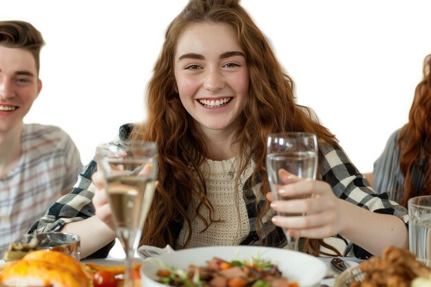 Uśmiechnięty stolik z potrawami